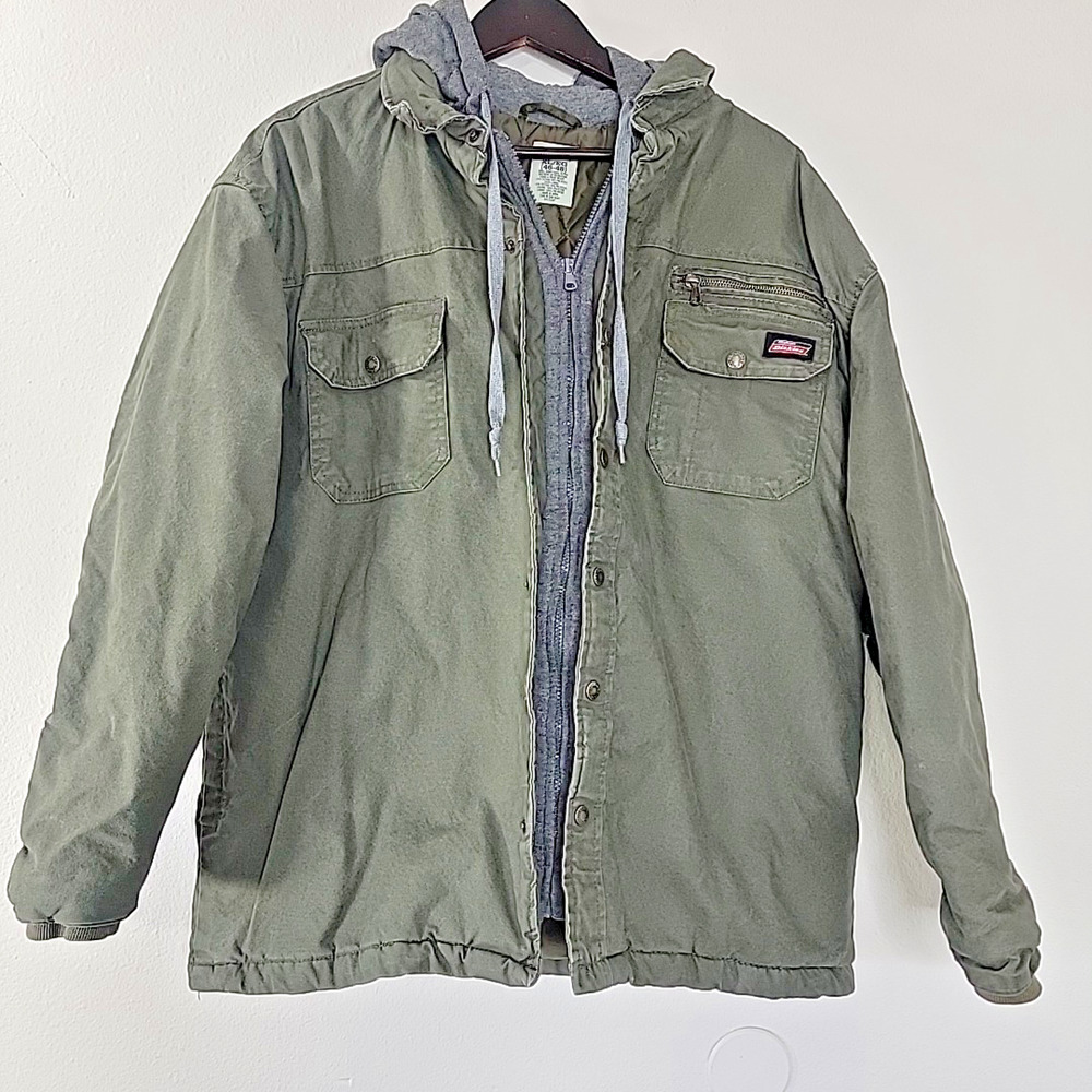 Dickies Men’s Canvas Work Jacket Quilted Lined Green‎ Size XL 46–48